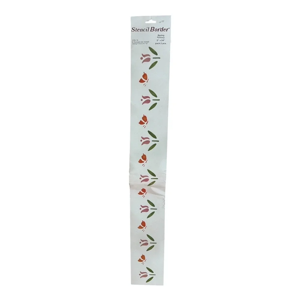 Stencil Border Spring Fantasy STB-16 Tulip Butterfly 3x24 Pre-Cut Craft Stencil